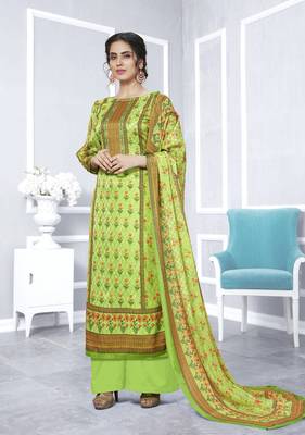 Green Printed Faux Georgette Salwar 1