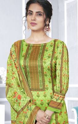 Green Printed Faux Georgette Salwar 2