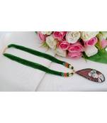 Real Hand Made Seed Made Long Neck Wear With Hand Paintedtanjore Art Druzy Stone Pendant