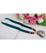 Real Hand Made Seed Made Long Neck Wear With Hand Paintedtanjore Art Druzy Stone Pendant