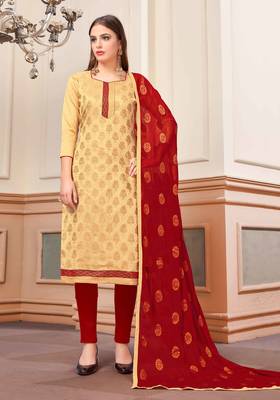 Beige Woven Banarasi Silk Salwar 1