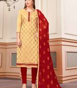 Beige Woven Banarasi Silk Salwar