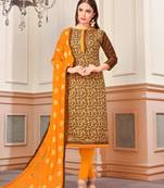 Brown Woven Banarasi Silk Salwar