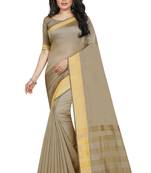Beige Cotton Silk Printed Saree with Blouse