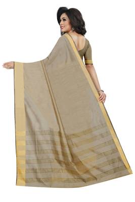 Beige Cotton Silk Printed Saree with Blouse 3