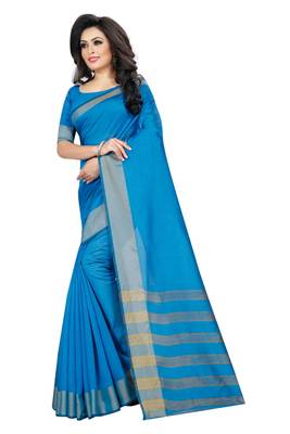 Light Blue Cotton Silk Printed Saree with Blouse 2