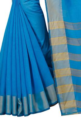 Light Blue Cotton Silk Printed Saree with Blouse 5