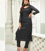 Charcoal Black Vaishnavi Net With Diamond Work Designer Suit 