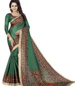 Green printed art silk sarees saree with blouse