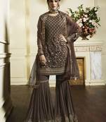 Multicolor work Satin semi stitched salwar with dupatta