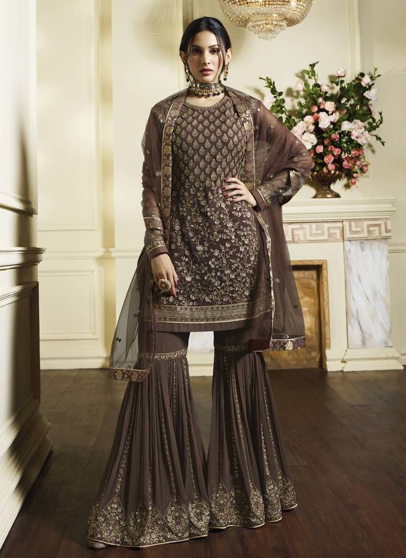 Multicolor work Satin semi stitched salwar with dupatta