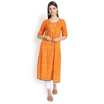 Orange plain rayon kurtas-and-kurtis 1