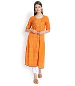 Orange plain rayon kurtas-and-kurtis