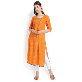 Orange plain rayon kurtas-and-kurtis 2