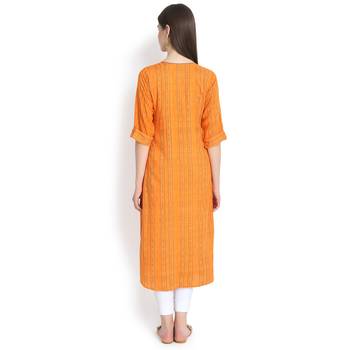 Orange plain rayon kurtas-and-kurtis 5