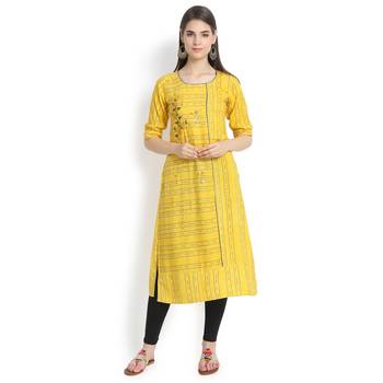 Yellow plain rayon kurtas-and-kurtis 1