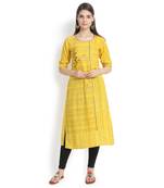Yellow plain rayon kurtas-and-kurtis