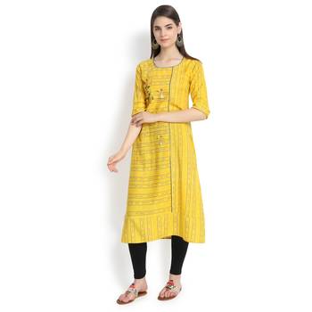 Yellow plain rayon kurtas-and-kurtis 2