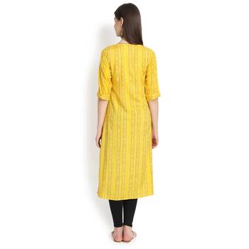 Yellow plain rayon kurtas-and-kurtis 5