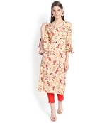 Beige plain rayon kurtas-and-kurtis
