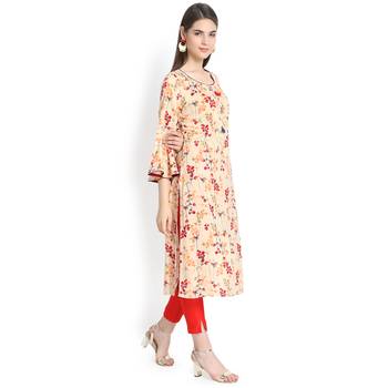 Beige plain rayon kurtas-and-kurtis 4