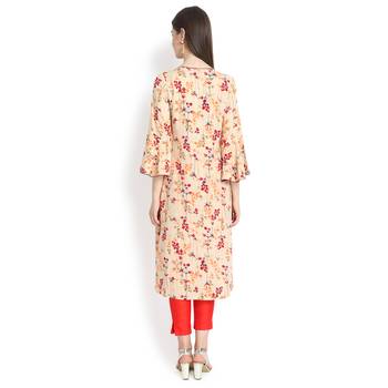 Beige plain rayon kurtas-and-kurtis 5