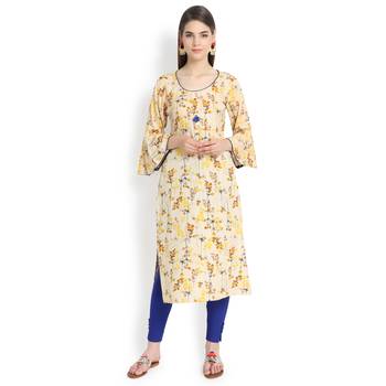 Beige plain rayon kurtas-and-kurtis 1