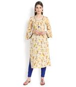 Beige plain rayon kurtas-and-kurtis