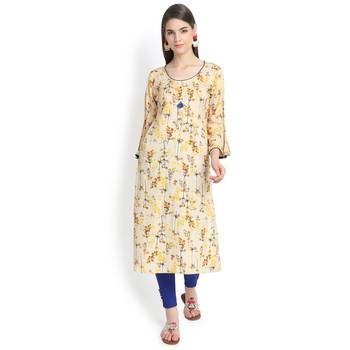 Beige plain rayon kurtas-and-kurtis 2
