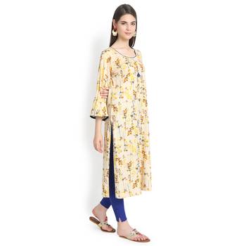 Beige plain rayon kurtas-and-kurtis 4