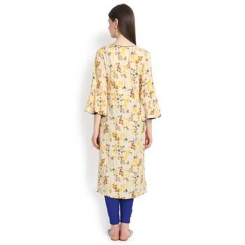 Beige plain rayon kurtas-and-kurtis 5