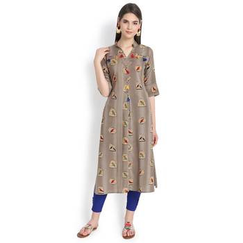 Grey plain rayon kurtas-and-kurtis 1