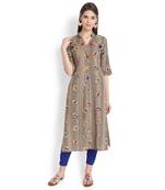 Grey plain rayon kurtas-and-kurtis