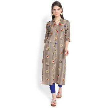 Grey plain rayon kurtas-and-kurtis 2