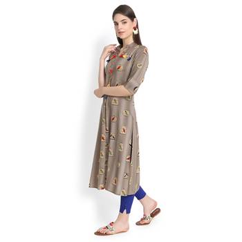 Grey plain rayon kurtas-and-kurtis 3