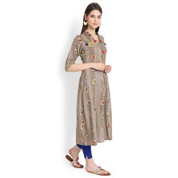 Grey plain rayon kurtas-and-kurtis 4