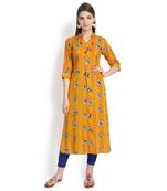 Mustard plain rayon kurtas-and-kurtis