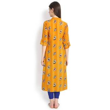 Mustard plain rayon kurtas-and-kurtis 5