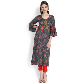 Grey plain rayon kurtas-and-kurtis 1