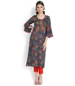 Grey plain rayon kurtas-and-kurtis