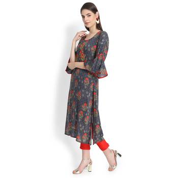 Grey plain rayon kurtas-and-kurtis 3