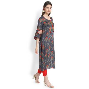 Grey plain rayon kurtas-and-kurtis 4