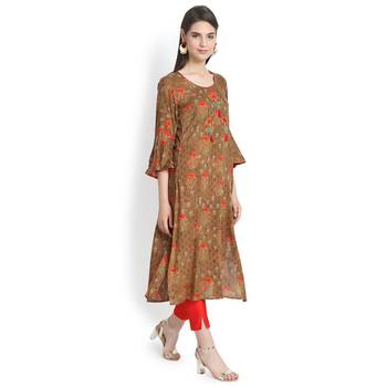 Beige plain rayon kurtas-and-kurtis 4