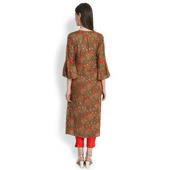 Beige plain rayon kurtas-and-kurtis 5