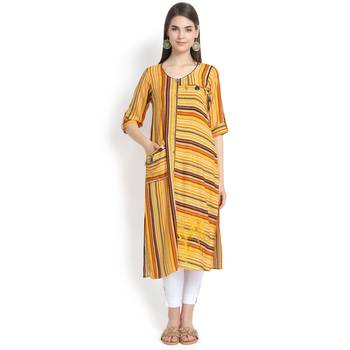Yellow plain rayon kurtas-and-kurtis 1