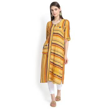 Yellow plain rayon kurtas-and-kurtis 2
