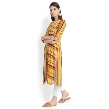 Yellow plain rayon kurtas-and-kurtis 3