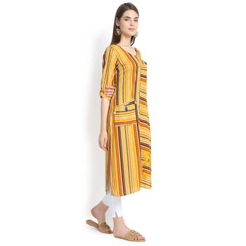 Yellow plain rayon kurtas-and-kurtis 4