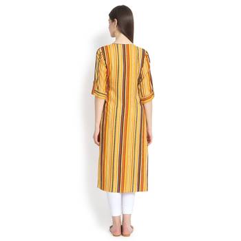 Yellow plain rayon kurtas-and-kurtis 5