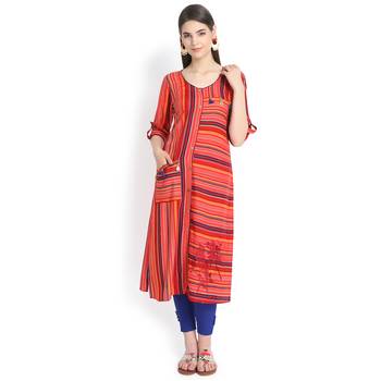 Red plain rayon kurtas-and-kurtis 1